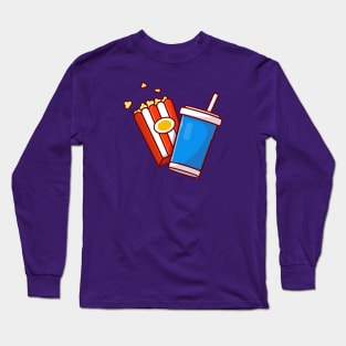 Popcorn And Soda Cartoon Vector Icon Illustration Long Sleeve T-Shirt